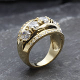 Gold Diamond Ring - Chunky Diamond Ring - Statement Diamond Ring