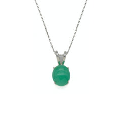 Chrysoprase Pendant, Natural Chrysoprase, Simple Green Pendant, Oval Pendant, Green Pendant, Precious Stone Necklace, Solid Silver Pendant