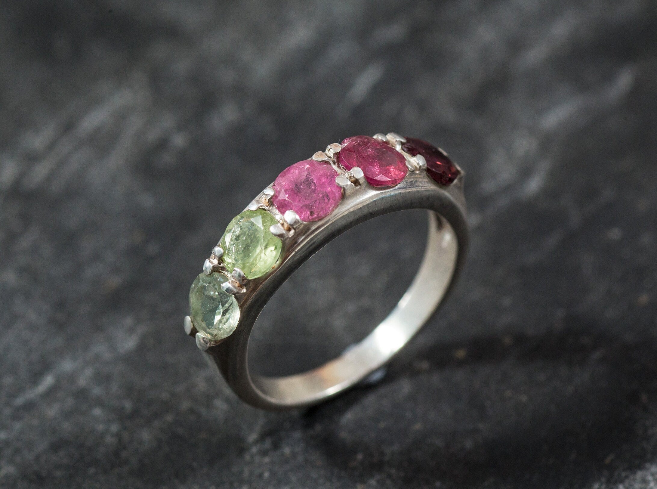 Pink Tourmaline Ring, Natural Tourmaline, October Birthstone, Wide Silver Band, Green Tourmaline Ring, Vintage Rings, Pink Tourmaline
