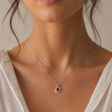 Elegant 925 Sterling Silver Ruby Pendant with round created red ruby, perfect for July birthdays and special occasions.