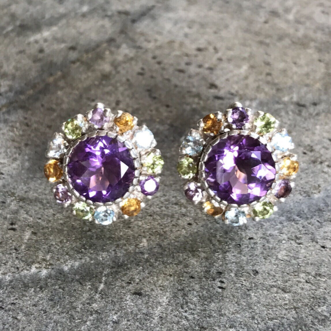Mothers Birthstone, Amethyst Earrings, Natural Amethyst, February Birthstone, Vintage Earrings, Birthstones Earrings, Solid Silver, Amethyst