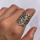 Large Swirl Ring - Silver Swirl Ring - Large Ornament Ring