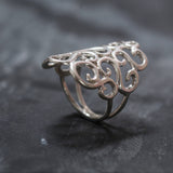 Large Swirl Ring - Silver Swirl Ring - Large Ornament Ring