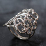 Large Swirl Ring - Silver Swirl Ring - Large Ornament Ring