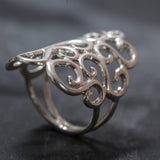 Large Swirl Ring - Silver Swirl Ring - Large Ornament Ring