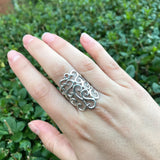 Large Swirl Ring - Silver Swirl Ring - Large Ornament Ring