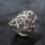 Large Swirl Ring - Silver Swirl Ring - Large Ornament Ring