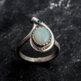 Stylish 925 Sterling Silver ring set with Natural Australian Opal, a meaningful gift for October birthdays and special occasions.