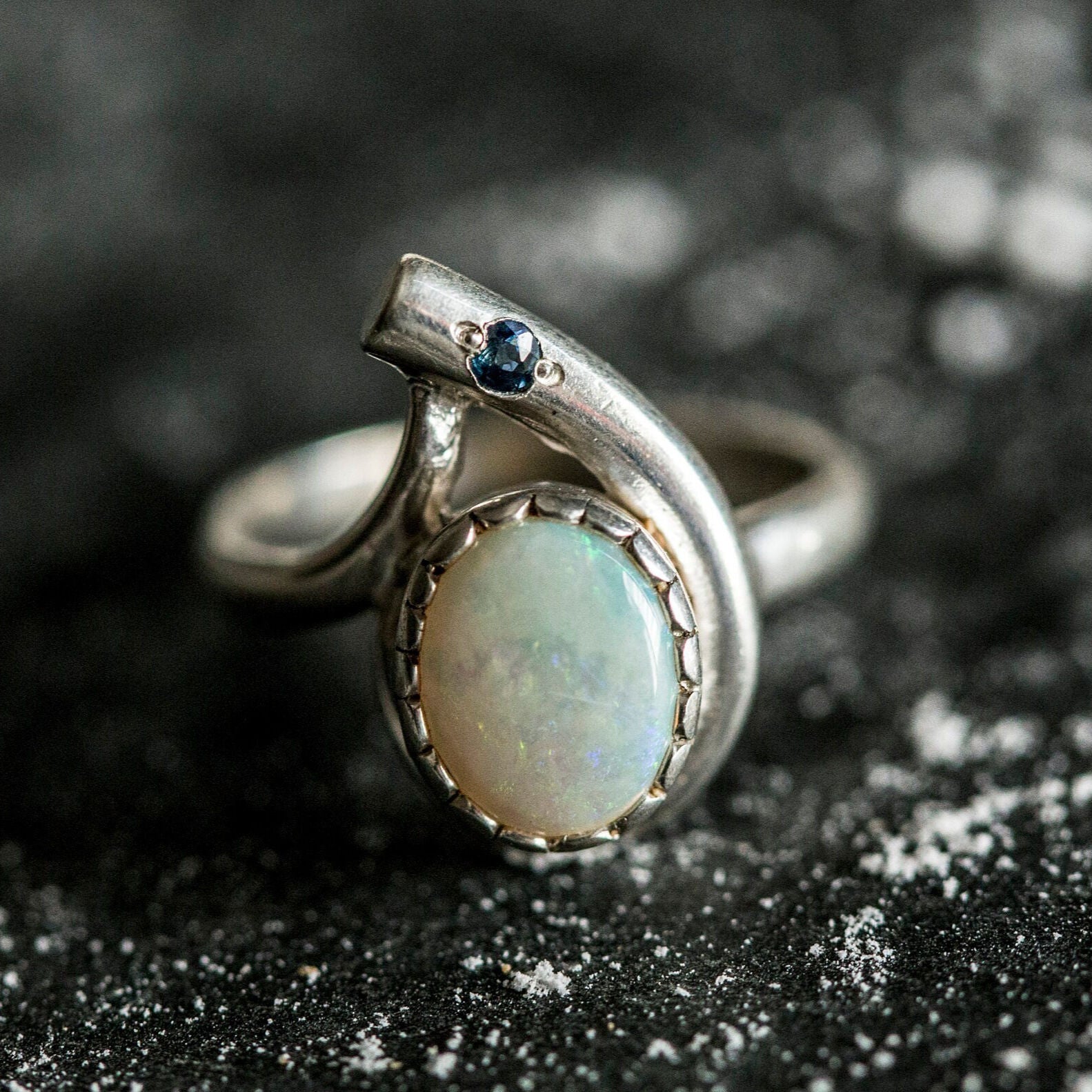Charming 925 Sterling Silver ring adorned with Natural Australian Opal, symbolizes hope and purity, ideal for daily wear.