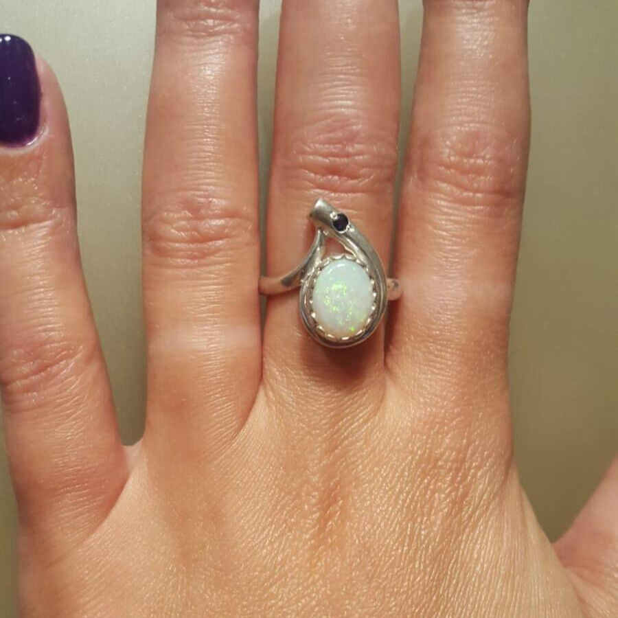 Beautiful 925 Sterling Silver ring showcasing Natural Australian Opal, perfect for daily wear and meaningful October birthday gifts.