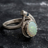 Opal Ring, Natural Opal Ring, Fire Opal Ring, October Birthstone, Antique Ring, Teardrop Ring, Vintage Ring, Sterling Silver Ring, Sapphire