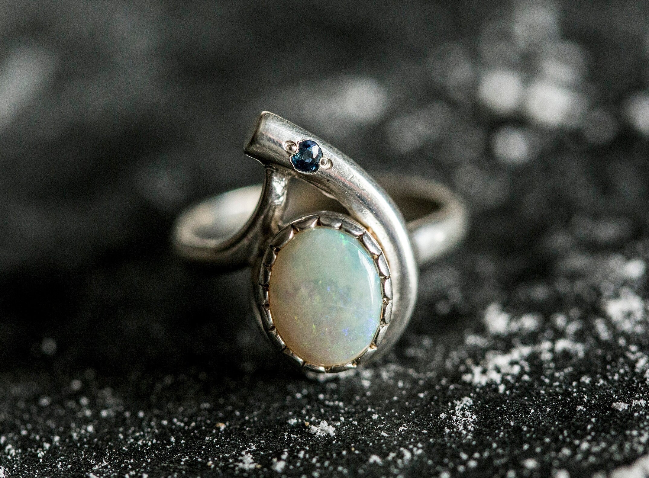 Opal Ring, Natural Opal Ring, Fire Opal Ring, October Birthstone, Antique Ring, Teardrop Ring, Vintage Ring, Sterling Silver Ring, Sapphire