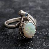 Opal Ring, Natural Opal Ring, Fire Opal Ring, October Birthstone, Antique Ring, Teardrop Ring, Vintage Ring, Sterling Silver Ring, Sapphire