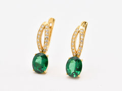 Gold Emerald Earrings - Green Drop Earrings - Classy Vintage Earrings