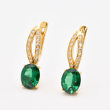 Drop Emerald Earrings - Long Green Earrings - Unique Oval Earrings