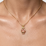 Gold Morganite Pendant - Pink Oval Necklace - Gold Vintage Necklace