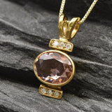 Gold Morganite Pendant - Pink Oval Necklace - Gold Vintage Necklace