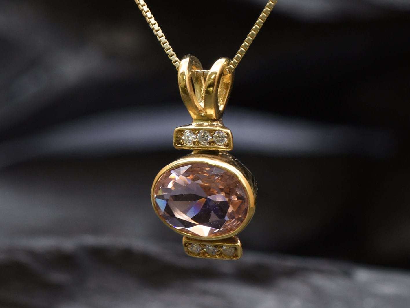 Morganite Pendant, Created Morganite, Pink Oval Necklace, Antique Pendant, Valentine Gift for Her, Gift for Wife, Pink Pendant, Solid Silver(1)