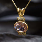 Gold Morganite Pendant - Pink Oval Necklace - Gold Vintage Necklace