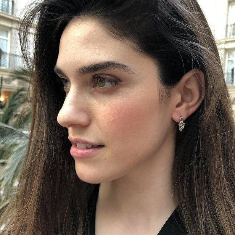 Fire Opal Earrings, Ethiopian Opal, October Birthstone, Dainty Opal Earrings, October Earrings, Opal Studs, Vintage Studs, Silver Earrings(1)