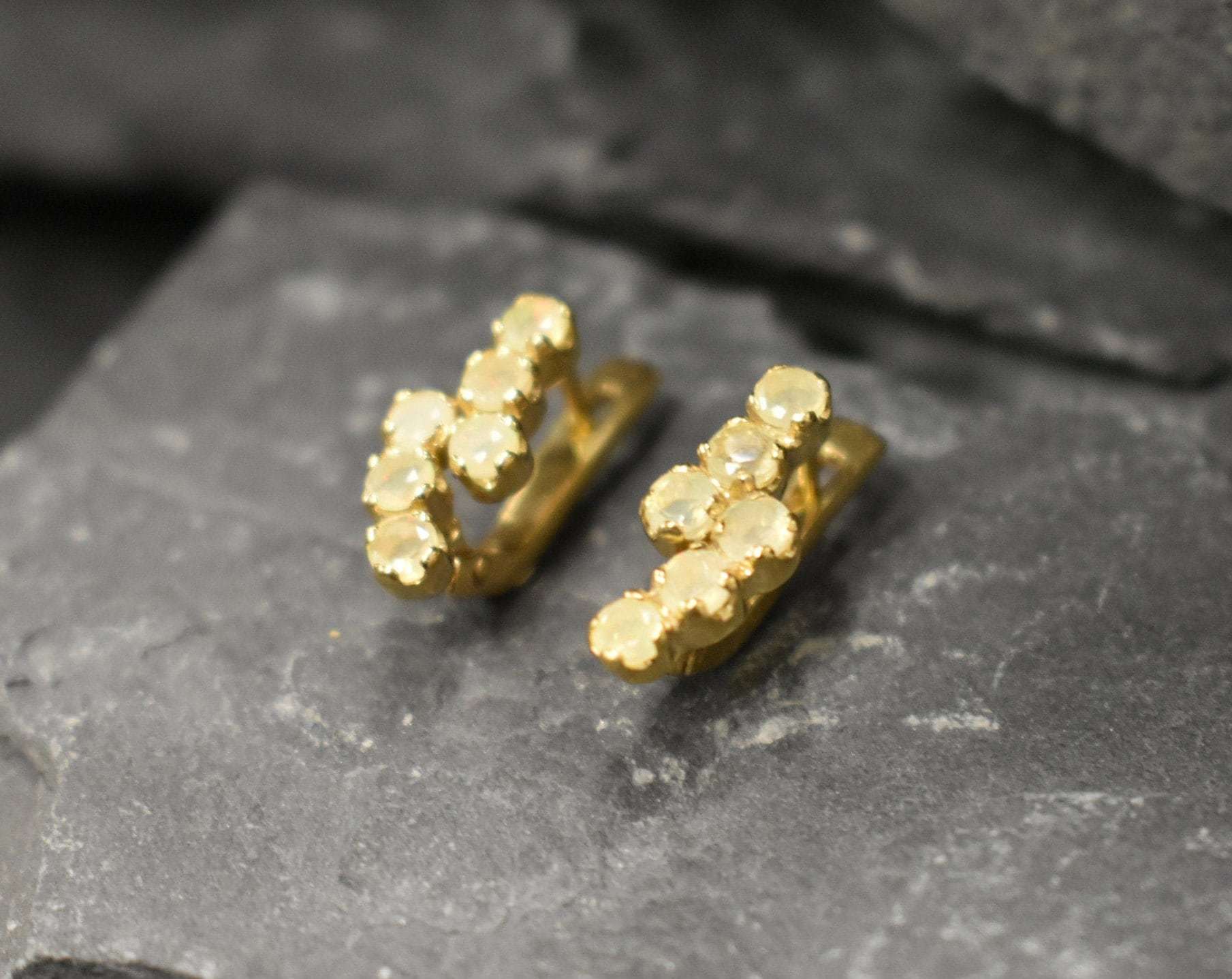 Fire Opal Earrings, Ethiopian Opal, October Birthstone, Dainty Opal Earrings, October Earrings, Opal Studs, Vintage Studs, Silver Earrings(1)