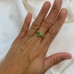 Elegant 18k Gold Vermeil Ring featuring an Oval Created Green Emerald, a timeless piece for daily wear and special moments.