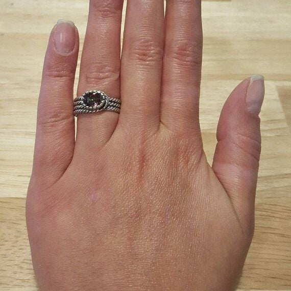 Silver Rope Ring, Moonstone Ring, Rainbow Moonstone, Vintage Rings, June Birthstone, Natural Moonstone, Thick Silver Ring, Solid Silver Ring