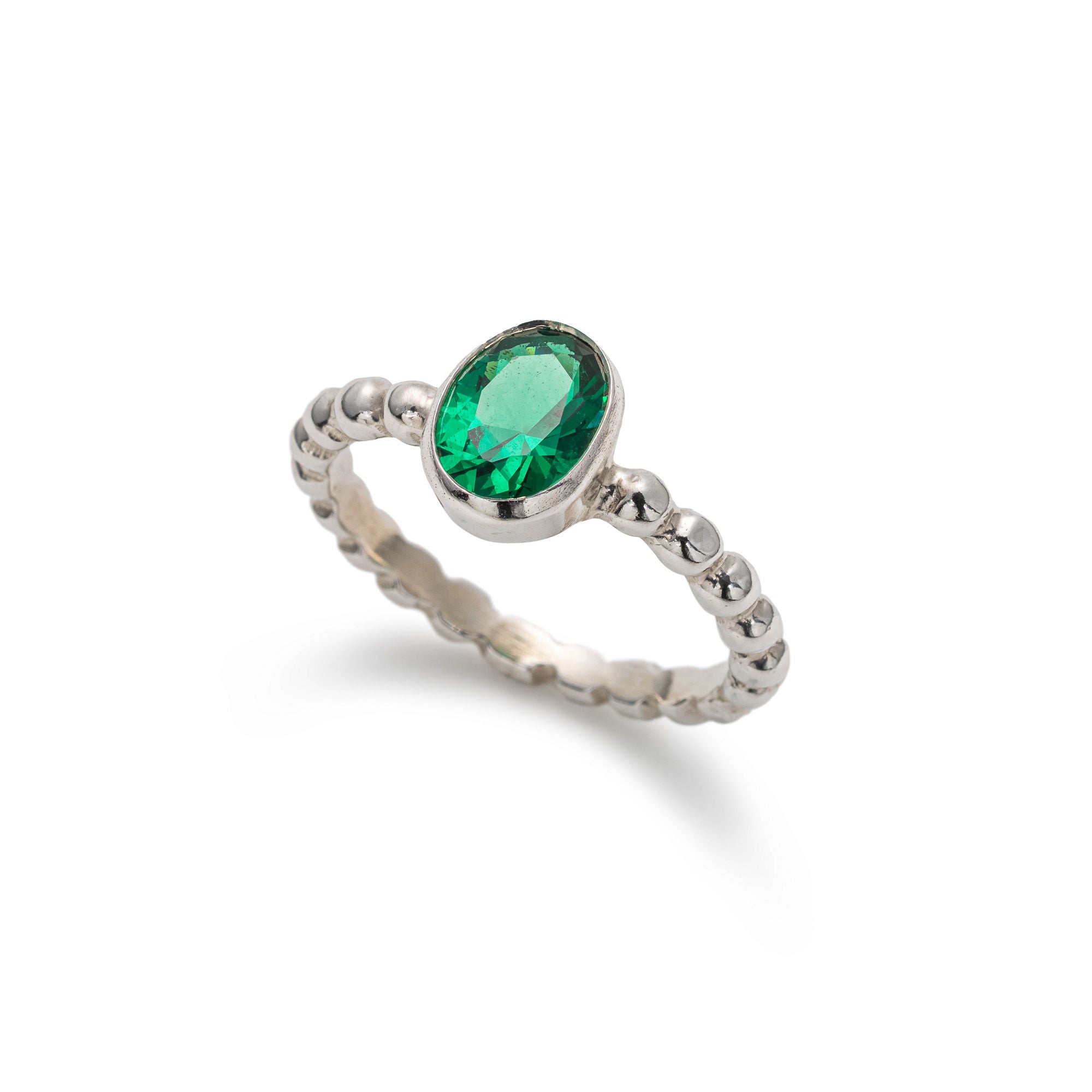 Emerald Ring, Created Emerald, Green Ring, Promise Ring, Green Vintage Ring, Green Diamond Ring, Solitaire Ring, 925 Silver Ring, Emerald (660314714)