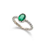 Created Emerald Ring made in 925 Sterling Silver with Oval Created Green Emerald in Bezel setting, May Birthstone gift idea, symbolizes, ideal for everyday wear and perfect for birthday gifting and special occasions.