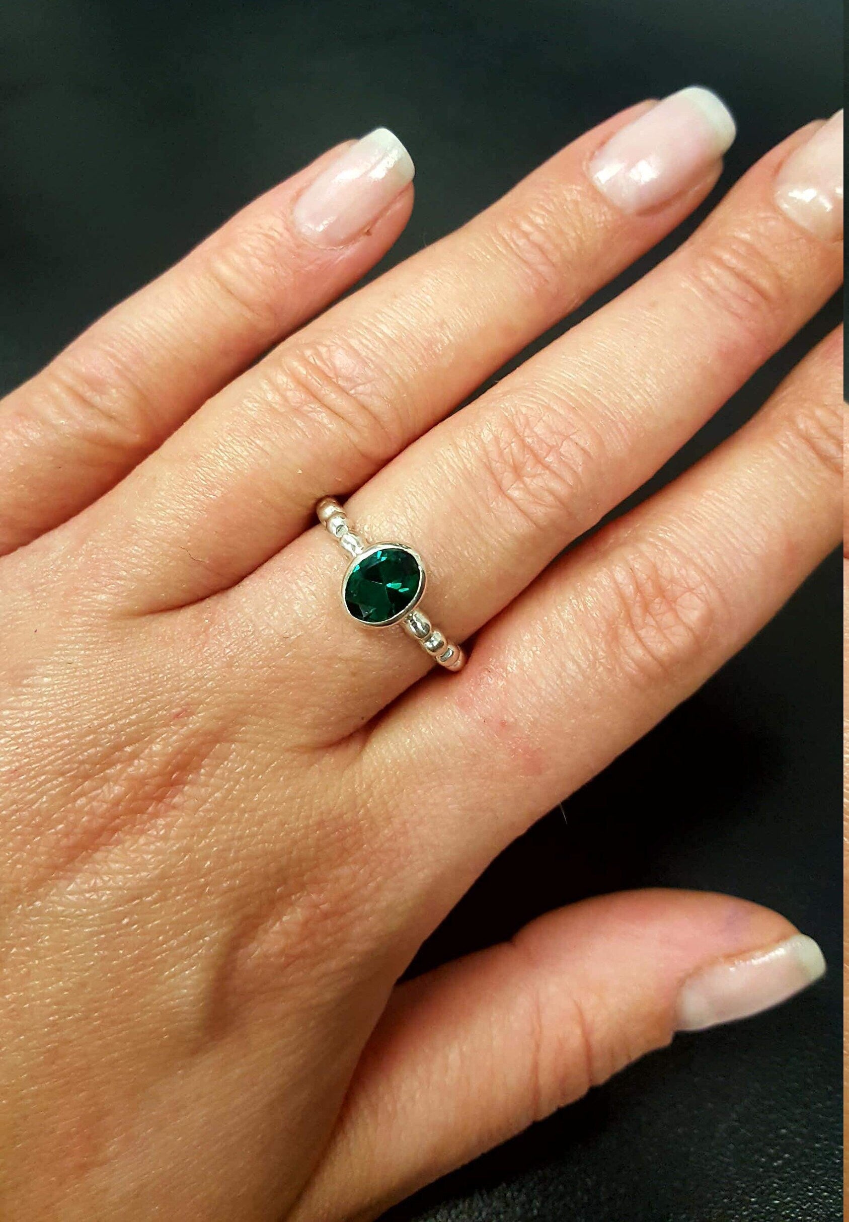 Emerald Ring, Created Emerald, Green Ring, Promise Ring, Green Vintage Ring, Green Diamond Ring, Solitaire Ring, 925 Silver Ring, Emerald (660314714)