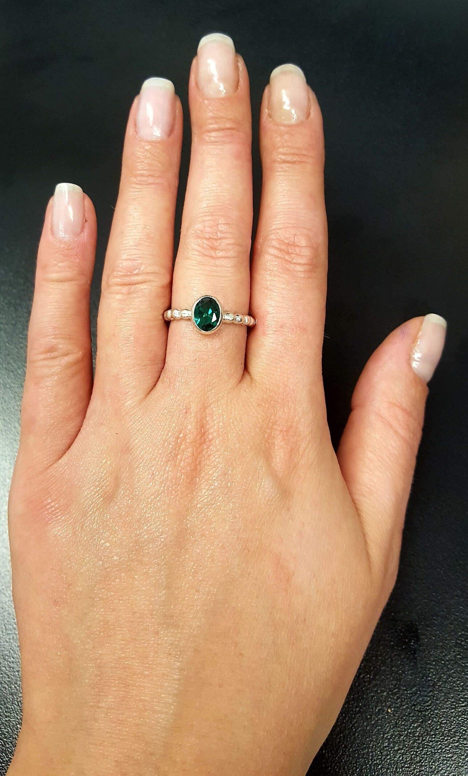 Emerald Ring, Created Emerald, Green Ring, Promise Ring, Green Vintage Ring, Green Diamond Ring, Solitaire Ring, 925 Silver Ring, Emerald (660314714)