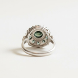 Stunning Green Diamond Ring - Vintage Floral Style in 925 Sterling Silver. A charming accessory for any occasion or daily wear.