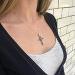 Cross Pendant, Emerald Pendant, Ruby Pendant, May Birthstone, Multistone Pendant, July Birthstone, Solid Silver Pendant, Unique Pendant