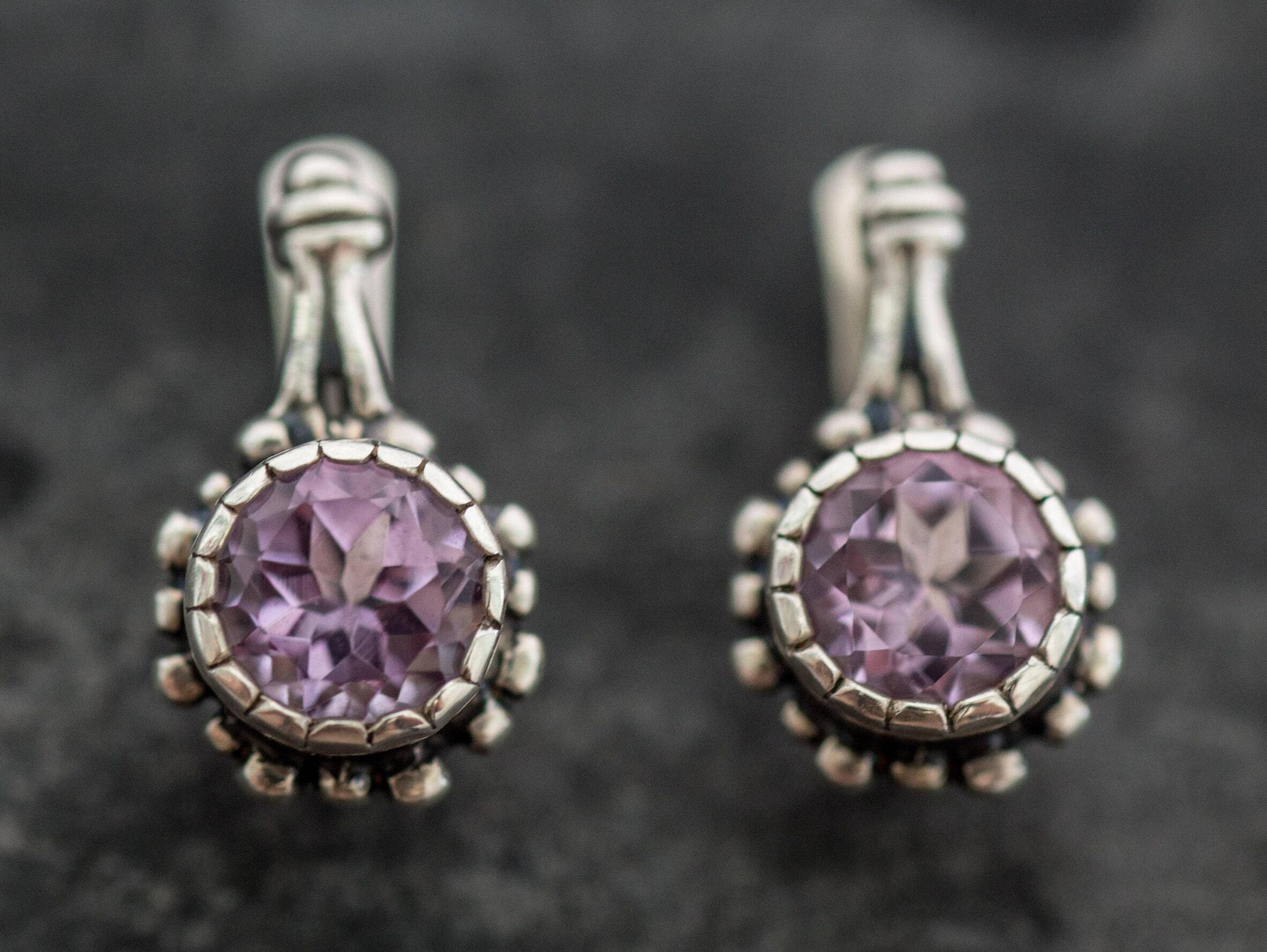 Amethyst Earrings, Natural Amethyst, February Birthstone, Vintage Earrings, Silver Earrings, February Earrings, 6 Carats, Purple Earrings