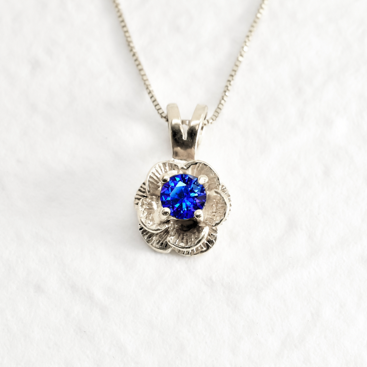 Created Sapphire Pendant made in 925 Sterling Silver with Round Created Blue Sapphire in Prong setting, September Birthstone gift idea, symbolizes sincerity, truth, and faithfulness, ideal for everyday wear and perfect for birthday gifting and special occasions.