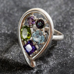 Topaz Ring, Natural Topaz Ring, Teardrop Ring, Amethyst Ring, Peridot Ring, Blue Topaz Ring, Mystic Topaz Ring, Solid Silver Ring, Topaz