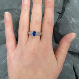 Sapphire Ring, Blue Sapphire Ring, Created Sapphire, 1.5 Carats, Vintage Rings, Pure Silver, Solid Silver, Blue Ring, Tribal Ring, Blue Gem