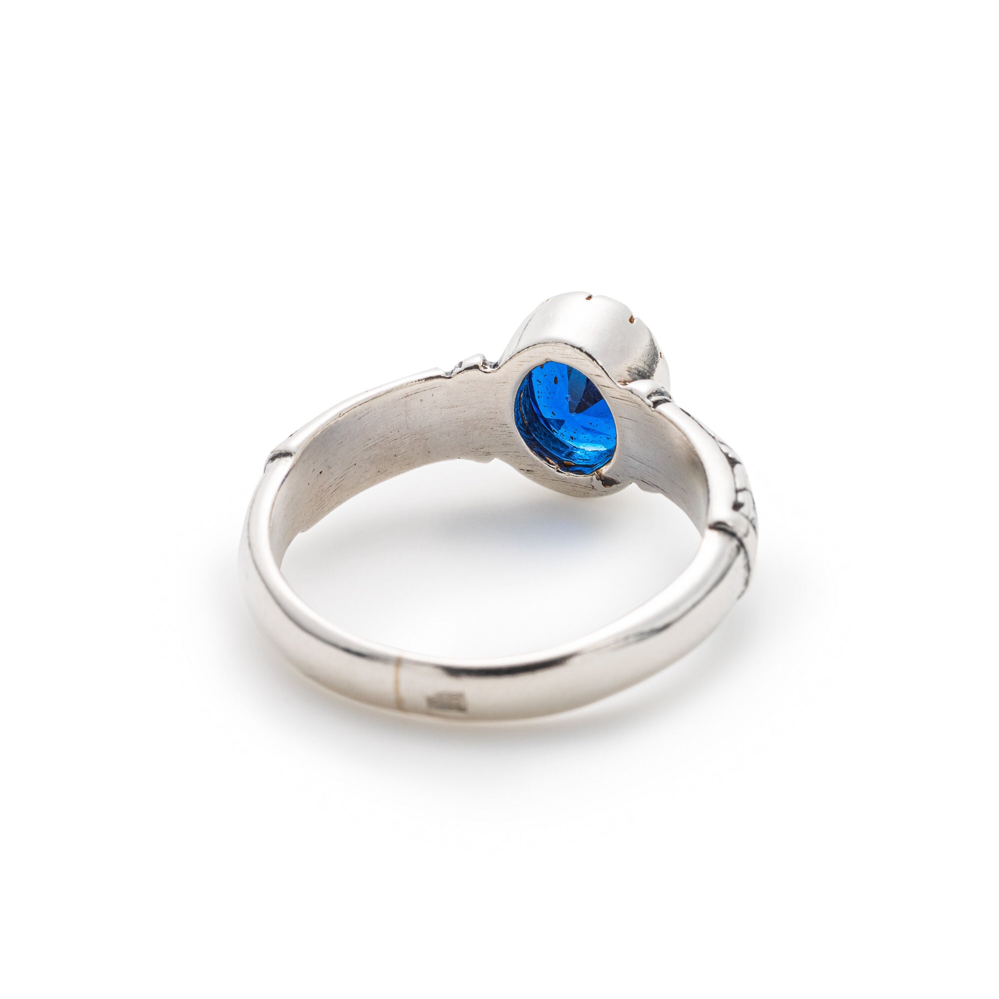 Sapphire Ring, Blue Sapphire Ring, Created Sapphire, 1.5 Carats, Vintage Rings, Pure Silver, Solid Silver, Blue Ring, Tribal Ring, Blue Gem