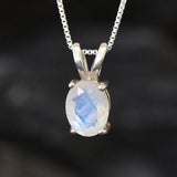 Gold Moonstone Pendant - White Oval Necklace - Dainty Moonstone Necklace