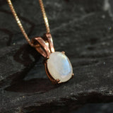 Dainty Moonstone Pendant - Natural Moonstone Necklace - White Vintage Necklace