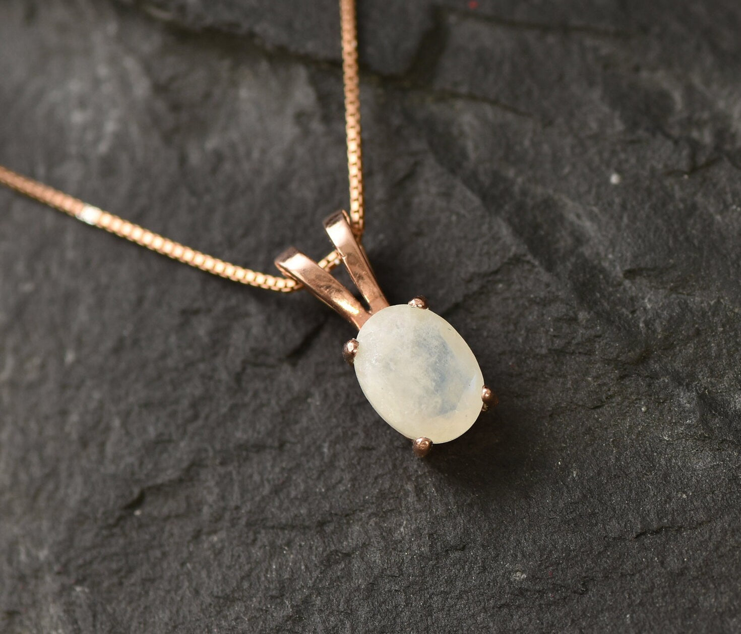 Moonstone Pendant, Rainbow Moonstone, Unique Necklace, June Birthstone, Dainty Pendant, Small Necklace, Blue Flash Pendant, Solid Silver(3)