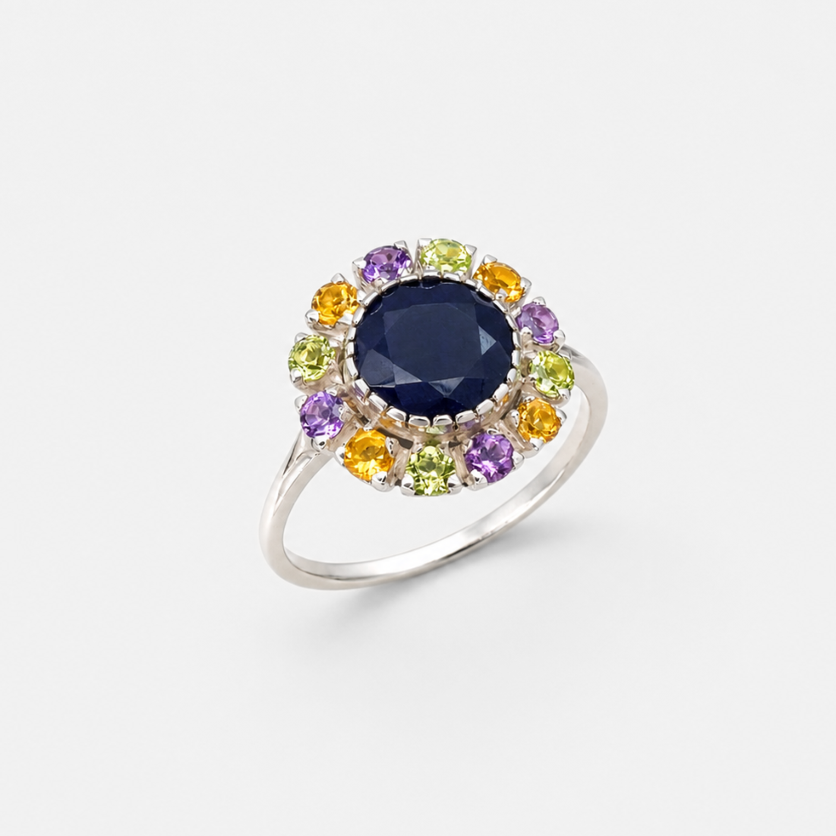 Natural Sapphire Ring made in 925 Sterling Silver with Round Natural Blue Sapphire in Halo setting, September Birthstone gift idea, symbolizes sincerity, truth, and faithfulness, ideal for everyday wear and perfect for birthday gifting and special occasions.