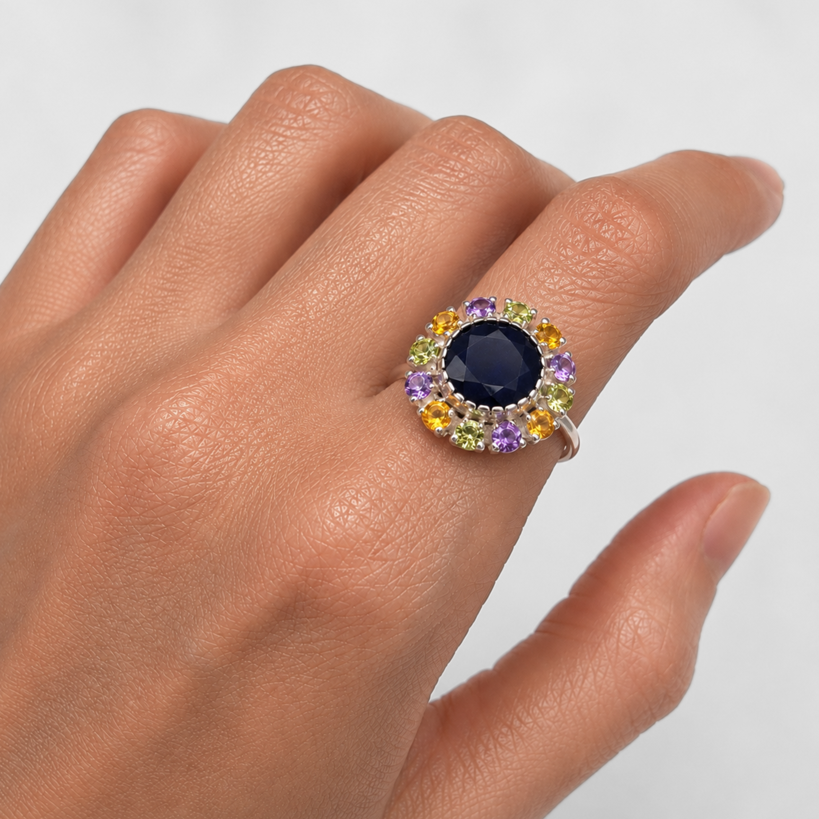 Elegant 925 Sterling Silver Ring featuring a Round Blue Sapphire, perfect for daily wear and special occasions.
