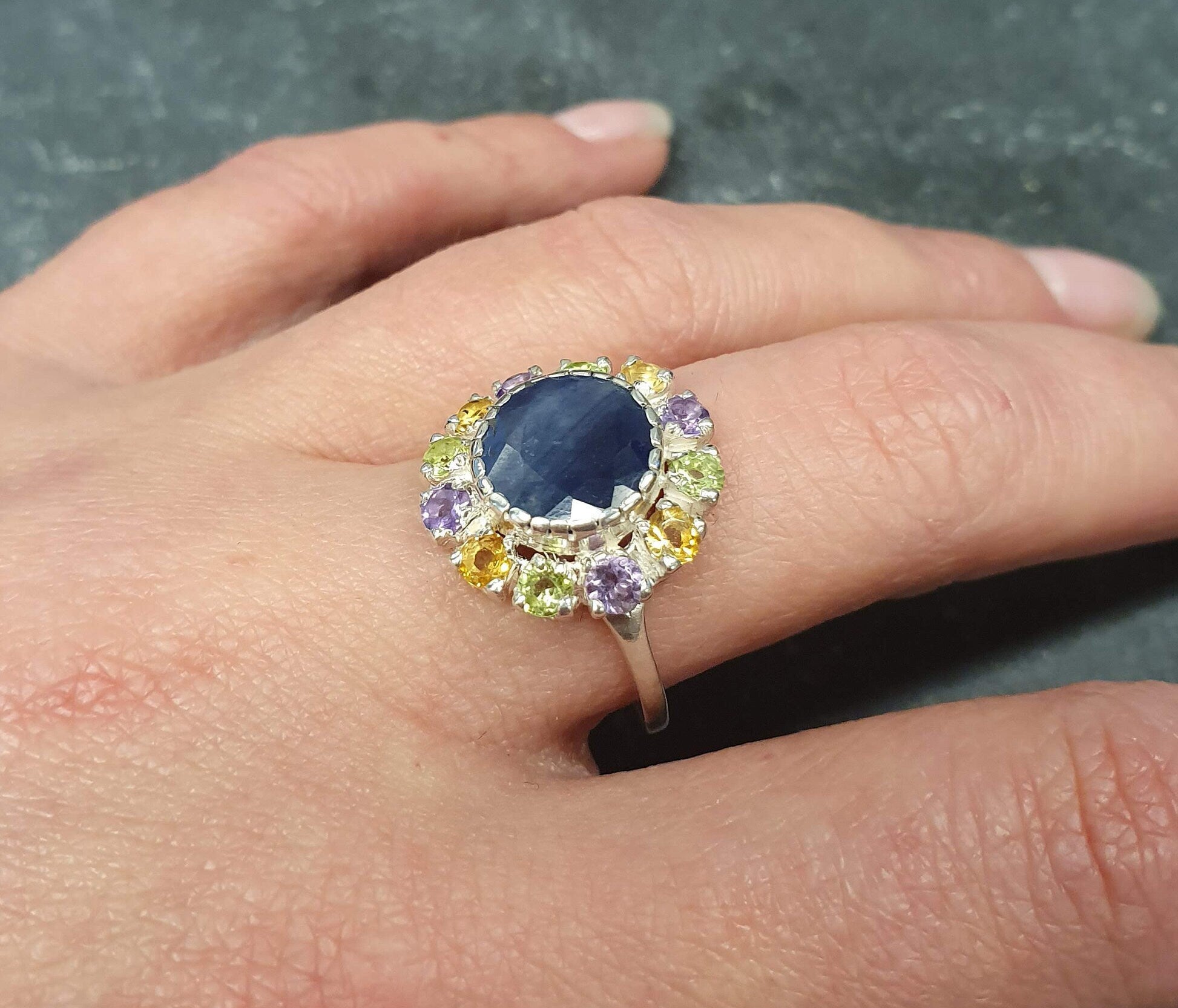 Elegant 925 Sterling Silver Ring featuring a Round Blue Sapphire, perfect for daily wear and special occasions.