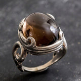 Smoky Topaz Ring - Statement Vintage Ring - Large Topaz Ring