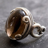 Smoky Topaz Ring - Statement Vintage Ring - Large Topaz Ring