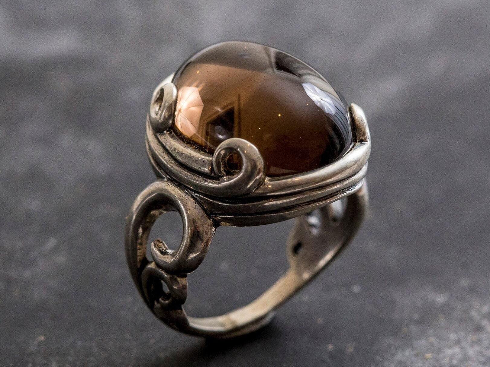 Smoky Topaz Ring, Natural Smoky Topaz, Vintage Ring, Antique Ring, Statement Ring, December Ring, Birthstone Ring, Silver Ring, Smoky Topaz
