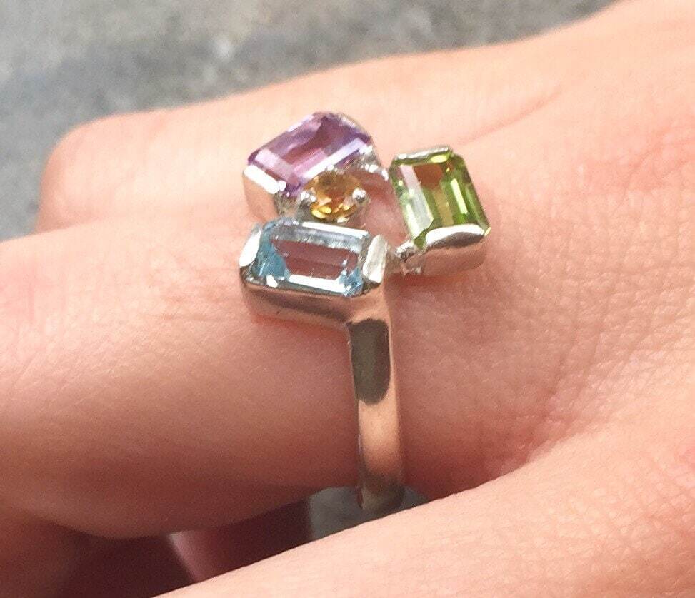 Topaz Ring, Amethyst Rings, Peridot Rings, Blue Topaz Ring, Citrine Rings, Pure Silver, Birthstone Ring, Solid Silver Ring, Vintage Rings