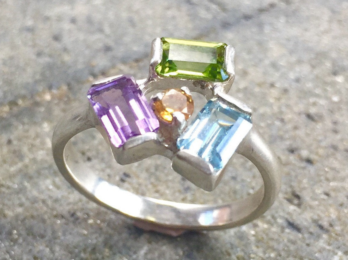 Topaz Ring, Amethyst Rings, Peridot Rings, Blue Topaz Ring, Citrine Rings, Pure Silver, Birthstone Ring, Solid Silver Ring, Vintage Rings