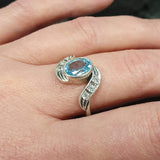 Blue Topaz Ring - Topaz Bezel Ring - Blue Vintage Ring